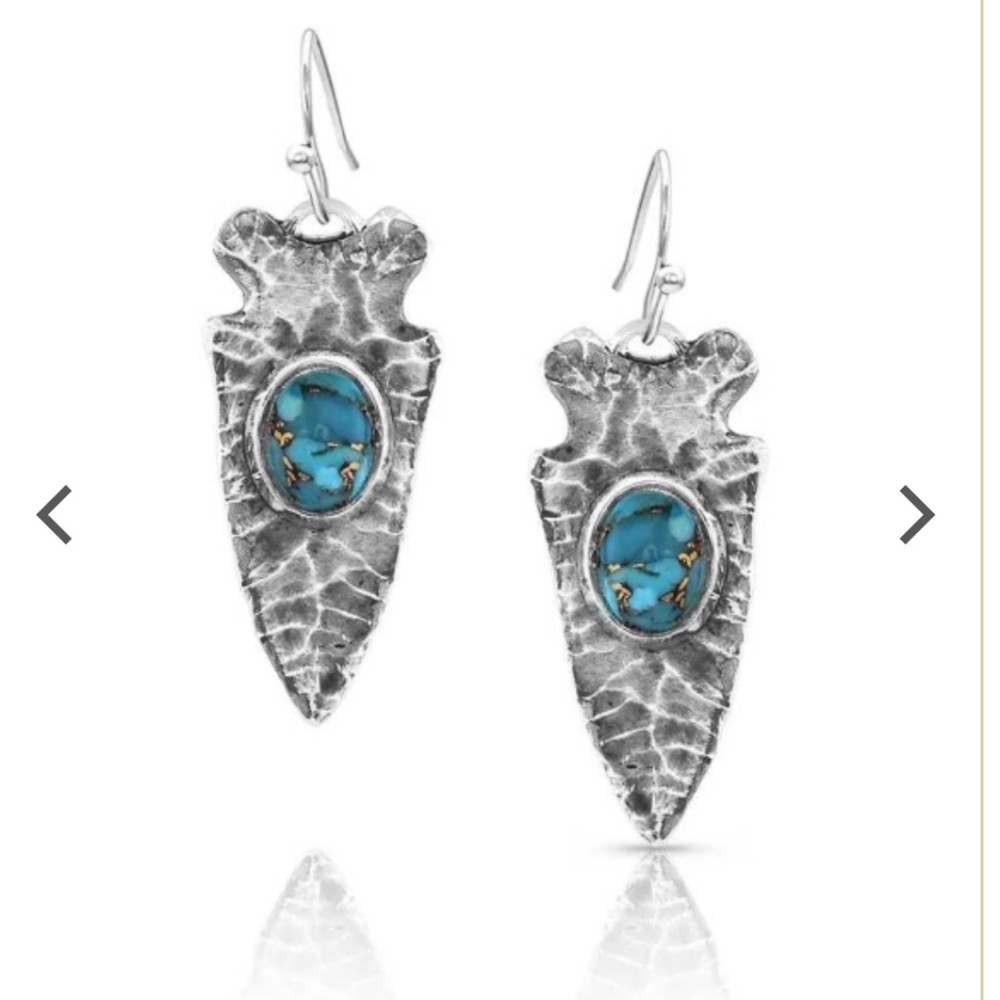 Montana Silversmiths, Driving Force Turquoise Arrowhead Earrings